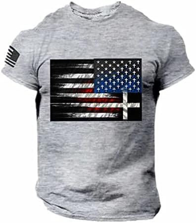 Camisas musculares aihou para homens, mensagens de camisetas curtas Moda gráfica de manga curta 4 de julho, camiseta patriótica