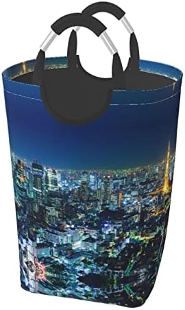 Tokyo City Impresso Dirty Roupos Bolsa de roupas de roupa com alças colapsíveis roupas sujas cestam sacos de lavagem para banheira