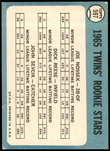 1965 Topps 597 Twins novatos Dick Reese/Joe Nossek/John Sevick Minnesota Twins VG Twins