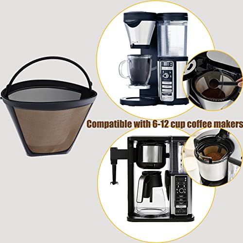 Substituição de filtro de café reutilizável Compatível com Ninja Coffee Brewer CFP201 CFP301 CP307 CF021 10-12CUP Café da cafeteira,