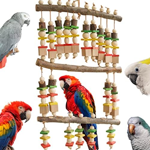 Webets pendurando um brinquedo de madeira para papagaios extras grandes e médios - perfeitos para araras, cacatuas, cinzas africanas,
