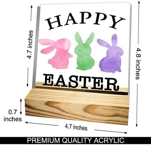 Decoração da mesa do dia da Páscoa, Feliz Dia da Páscoa Fazenda colorida Bunny Rabbit Silhueta Sinal decorativo de acrílico