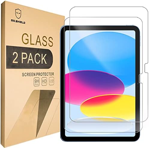 Mr.Shield Screen Protector para iPad 10th Generation, [vidro temperado] [2-Pack] Protetor de tela com substituição ao longo