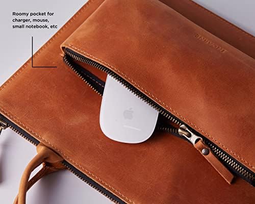 Incarne - bolsa de laptop de couro com alça e zíper compatível com laptop pro / laptop de ar