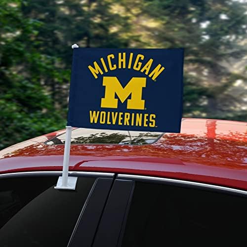 Bandeira do caminhão de carro de logotipo da Universidade de Michigan Wolverines com clipe de janela no suporte do poste