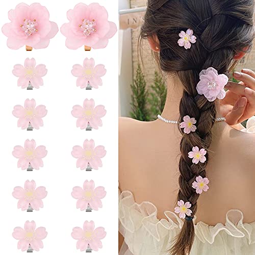 Clipe de cabelo de flor de ahoney, 12 peças barretas de cabelo pequenas margaridas de gancho de cabelo rosa clipes de cabelo para acessórios