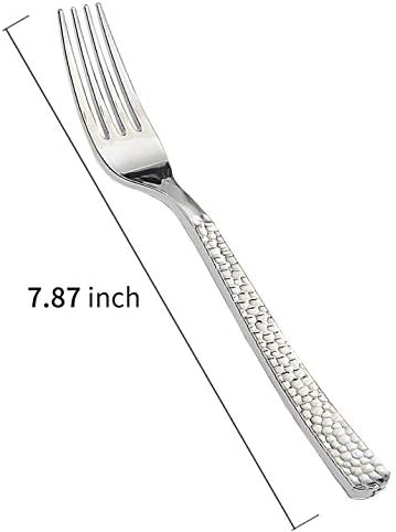 Supernal 300pcs Silver Plastic Forks, Forks Dispositáveis ​​Premium Polished, Design Hammerado Especial, Perfeito para Big Party,