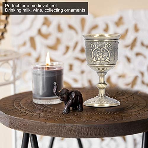 Copa de vinhos retrô de bronze de oumefar, cálice cálice vintage metal com relevo europeu chalice de cálice de gobas