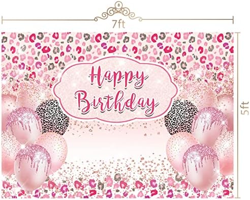 Maijoeyy 7x5ft glitter leopardo Feliz aniversário cenário Rose Golden Birthday Bornoff para mulheres cenários de aniversário de