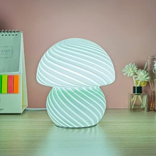 Lâmpada de cogumelo cometmars, lâmpada de mesa de vidro estilo vintage Night Light, 3 cores LED ajustável LED Pequena luz noturna
