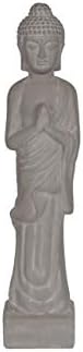 Benjara, Gray Benzara BM180375 Feliz Buda em pé de cerâmica