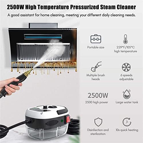 Limpador de vapor de alta pressão 2500W Máquina de limpeza portátil de alta temperatura, limpeza para uso doméstico, detalhes de carro, cozinha, banheiro, móveis, etc.