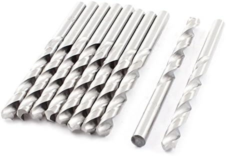 Aexit HSS Straight Tool Holder Brill Hole de 6,5 mm Twist Head 96mm Drill Bit Bit Silver Tom 10pcs Modelo: 54AS363QO723