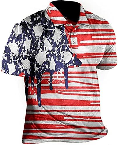 Summer Mens Cirtista masculina Performance Patriótico Dia da Independência American Flat Classic Fit Shirt Long T Shirts