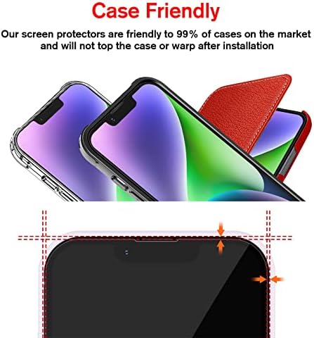 Bersem [2 pacote] Protetor de tela de vidro temperado Compatível com o iPhone 14 / iPhone 14 Pro / iPhone 13 / iPhone 13 Pro [kit EZ]