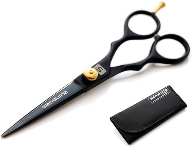 Tesouras profissionais de barbeiro, tesoura de cabeleireiro - 6 polegadas, preto + estojo de apresentação e protetor de ponta