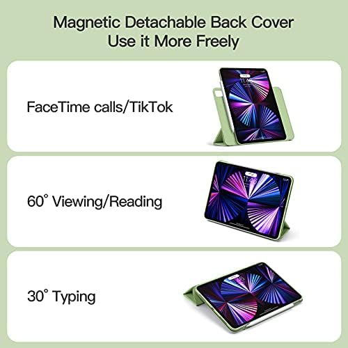 LEIJUE Caso mais recente para iPad Pro 11 polegadas 2021/2020, capa de fólio inteligente magnético com fecho / adsorção magnética destacável casca traseira com forro de flocagem