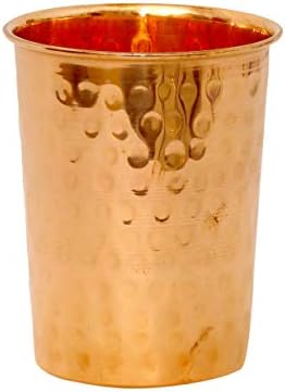 Advika Handicraft Handmade Pure Copper 1 Jug Capacidade de jarro 67 oz {2} Capacidade de cálice de copo de vidro