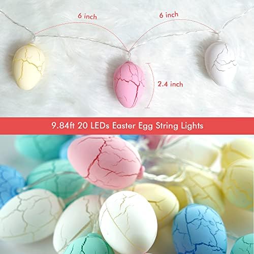 Jyshc ovos luzes decorações de festa, 9,84 pés 20 luzes LEDs decoração de festas operadas por bateria árvore em casa em casa em casa em casa.