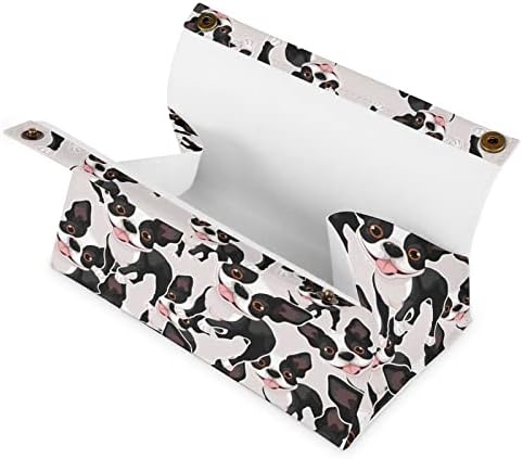 Engraçado Boston Terrier Tissue Box Capa Facial Paper Organizer Holder Dispensador de guardana