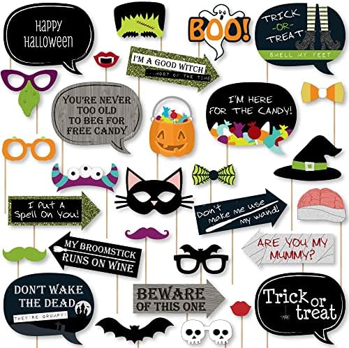 Big Dot Of Happiness Funny Ficket ou Treat - Halloween Party Photo Booth Props Kit - 30 contagem