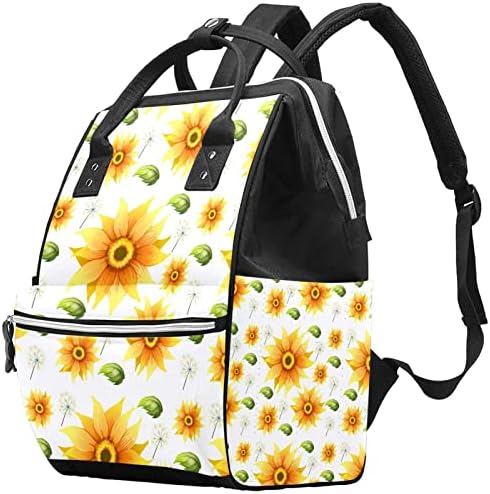 Flores de girassol lindas folhas padrão de fraldas mochilas de fraldas de fraldas bolsas de troca de bolsas multi -função