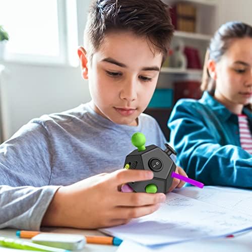 Fidget Cube 2 Pack 2 Fidget Dodecagon brinquedo alivia o jogo de estresse para crianças e adultos, ansiedade anti e matar tempo para add, TDAH, TOC, autismo