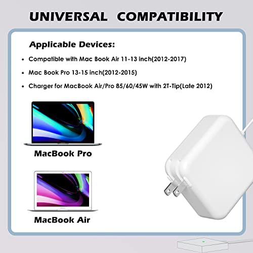 Mac Book Pro Charger - 85W 2T TIP Adaptador de energia compatível com Mac Book Pro & Mac Book Air 13 polegadas 15 polegadas