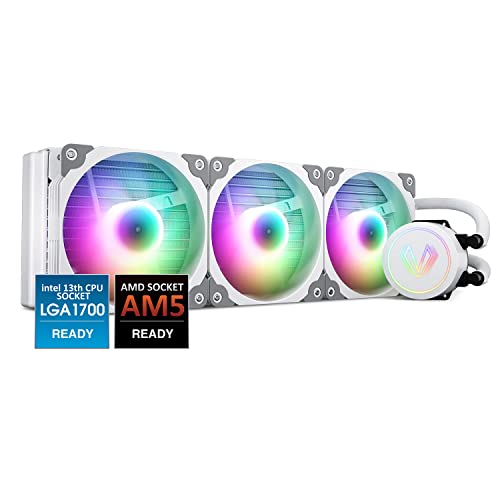 VETROO V360 LIQUEDO BRANCO RESIDER CPU, 3x 120mm RGB e PWM FArmadores/bomba, radiador de 360 ​​mm 290W TDP AIO RESIDER DE ÁGUA W/Hub do controlador para Intel LGA 1700/1200/115X AMD AM5/AM4
