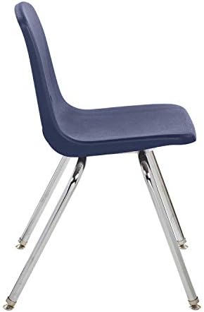 Factory Direct Partners 10384-NV 18 Cadeira de pilha escolar, empilhando o assento do aluno com pernas de aço cromado e planídeos giratórios de nylar para aprendizado em casa, sala de aula ou escritório-Marinha