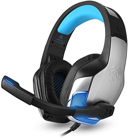V-4 Gaming Over-Ear fone de ouvido para PS5 PS4 Switch Xbox One, Gaming Clear Sound Headphones All-in-One com Redução de ruído estéreo de microfone Controle de volume de luzes LED para laptop, PC, tablet, celular
