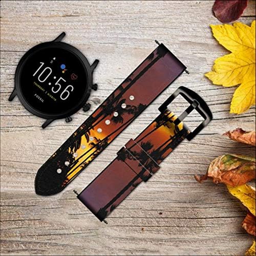 CA0372 California Sunrise Leather & Silicone Smart Watch Band Strap for Fossil Wristwatch Tamanho