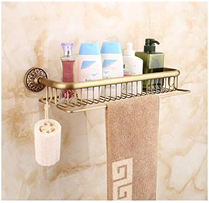 Iuyjvr chuveiro Caddy prateleira prateleira de chuveiro de banheiro cesto de toalha Rail parede montada em parede retro toalhas