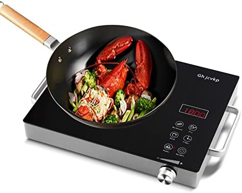 Cooktop de cerâmica portátil, prato quente elétrico de 1800W para cozinhar com 18 níveis de potência, queimador