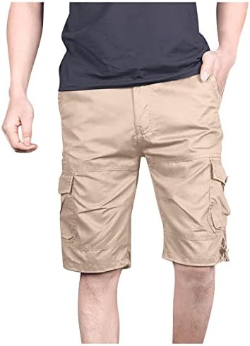 Ymosrh shorts masculinos casuais casuais na cintura média bolsos de cor sólidos calças de shorts externos