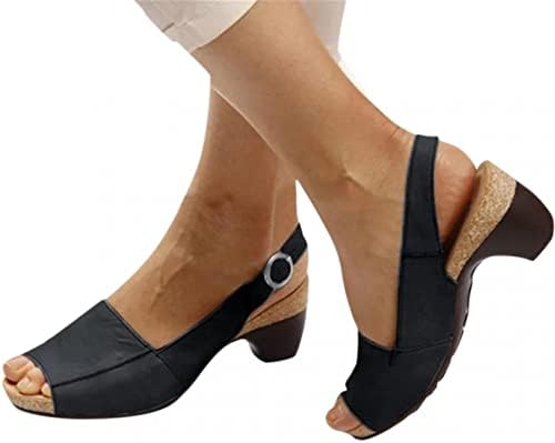 Sandálias de cunha AAYOMET para mulheres elegantes, sandálias mulheres abertas no dedo do pé tornozelo vintage sapatos de salto salto