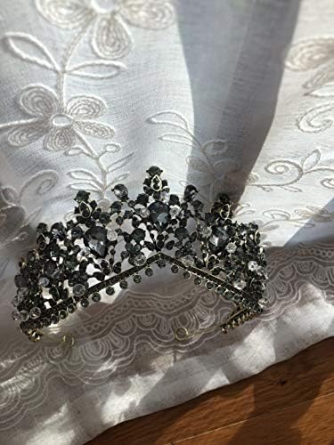 Sunshinesmile noiva preta grande grande cristal vintage princesa rainha diadema de shinestone coroas de noiva e tiaras para festa de casamento