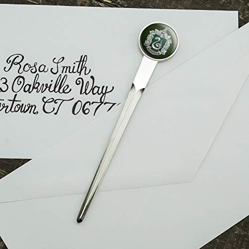 Harry Potter Sonserina Painted Crest Classic Classic Chrome banhado a metal envelope Letter Slitter