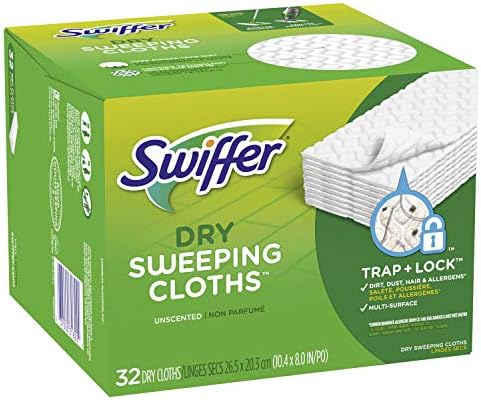 Swiffer Sweeper Dry Sweeping Pad, Reabilições de superfície múltipla para os espinhos de piso, sem perfume, 32 contagem