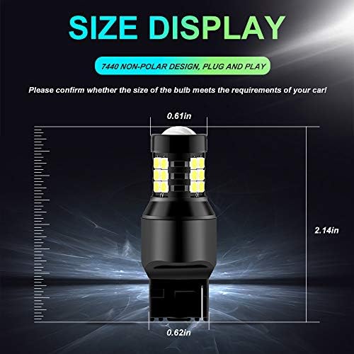 7440 Lâmpadas de backup de LED, lâmpadas LED de luz reversa T20, 2000 lúmens 3030 SMD Super Bright LED Bulb para caminhão,