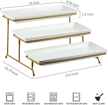 YHOSSEUN GRANDE TIERED STAND STAND COM PLATTERS+CONCES DE ESPRESSO E PISTOS COM METAL STAND