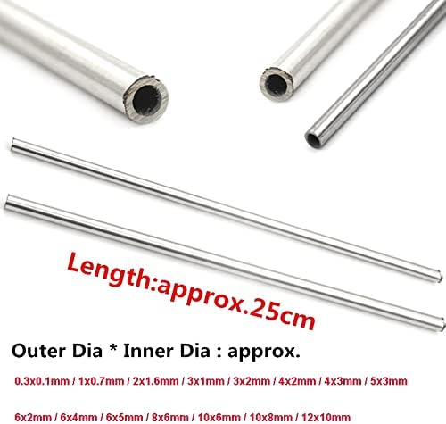 1-10pcs 250/500mm Comprimento 304 Tubo capilar de aço inoxidável sem costura 0,3-8 mm * 0,1-12mm