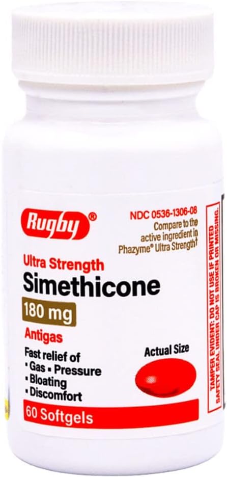 Rugby Ultra Strength Simethicone Antigas 180 mg - 60 softgels