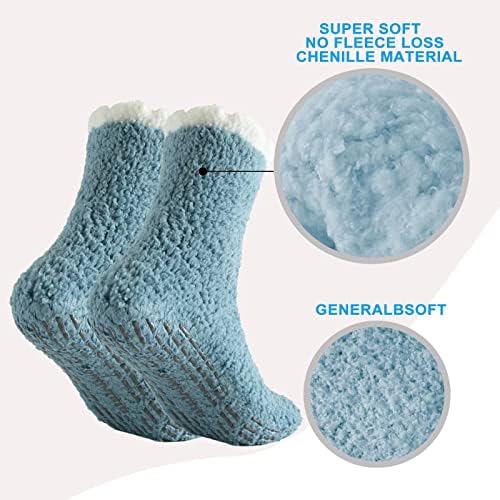 Bulinlulu Meias Fuzzy para mulheres com garras, meias difusas quentes sono meias aconchegantes de inverno meias fofas macias