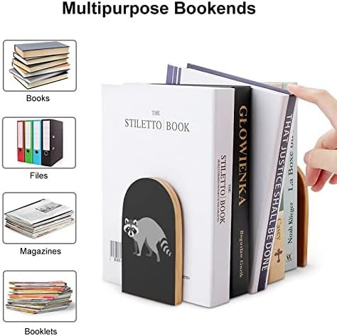 Raccoon Book Book Endswooden Bookends Holder for Shelves Books Divider Modern Decorative 1 par