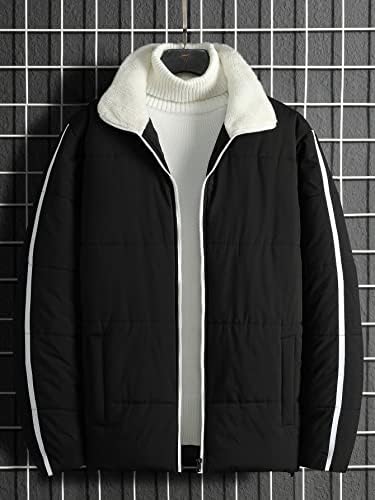 Jaquetas Oshho para Mulheres - Men 1pc Contraste Tape Borg Collar Puffer Casat