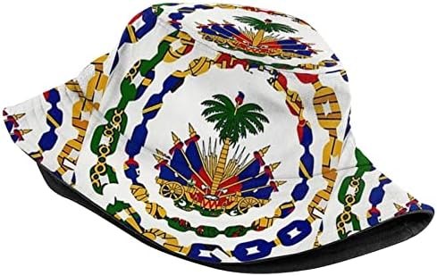 Linda bandeira do Haiti chapéu de balde embalável abrangente chapéus de proteção solar ao ar livre chapéus de pescadores haitianos para homens e mulheres