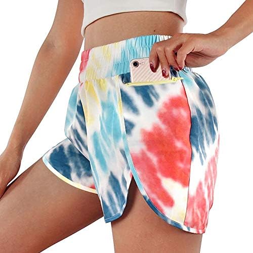 Firero Womens seco rápido shorts esportivos de camada de camada elástica de treino ativo de treino com bolsos