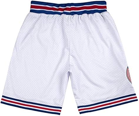 Shorts de basquete juvenil dos anos 90s espaciais shorts brancos/pretos s-xl