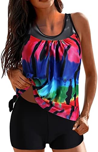 Tunha de banho de duas peças para mulheres tankini tops roupas de banho com shorts Controle Vol